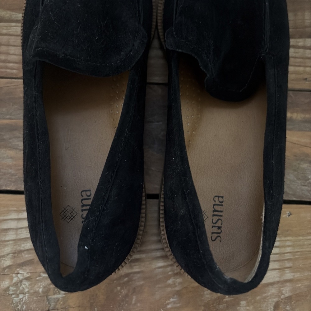 Susina Shoes Womens 8 M Black Suede Loafers Kellen Almond Toe Slip On - Picture 6 of 8